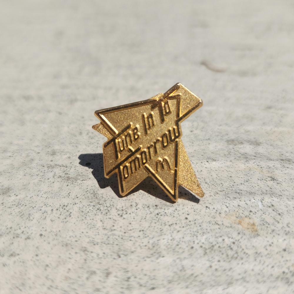 Vintage McDonald's Tune In To Tomorrow Gold-Toned Lapel Pinback/Tie-Tack
